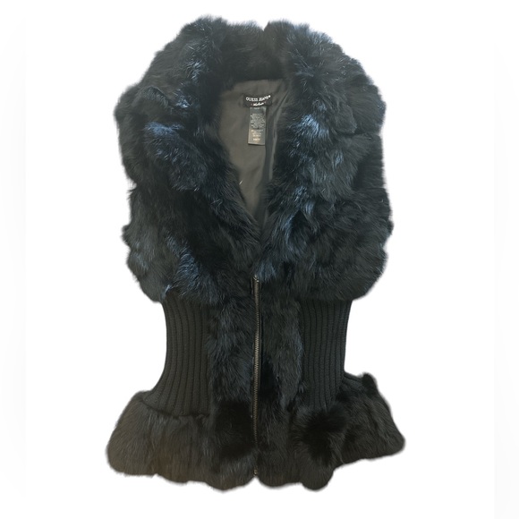 Guess Jackets & Blazers - Vintage Guess Authentic 100% Rabbit Fur Black Vest Size XS